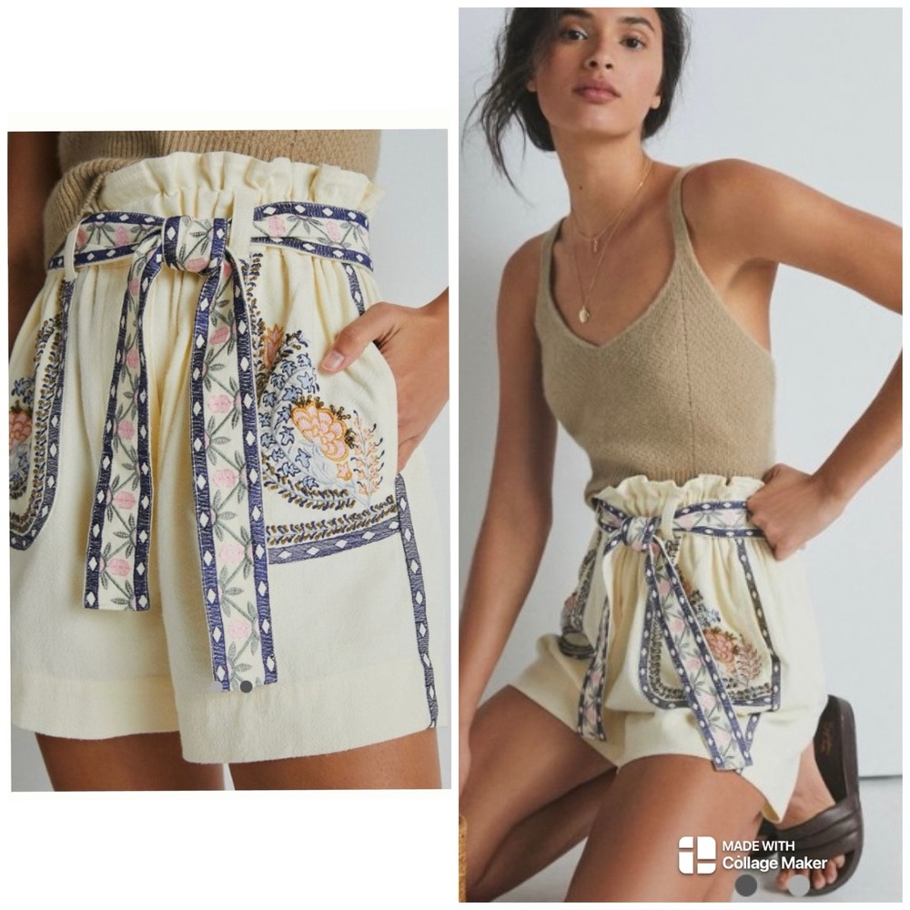 Anthropologie Annaleigh Embroidered Shorts XS NWT